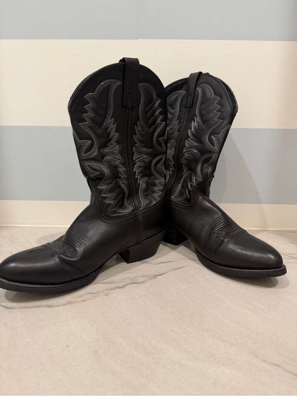 Laredo Men's Black Leather Birchwood Western Cowboy Boots